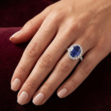 Natural Sapphire Ring 6.50ct - White Gold 14K
