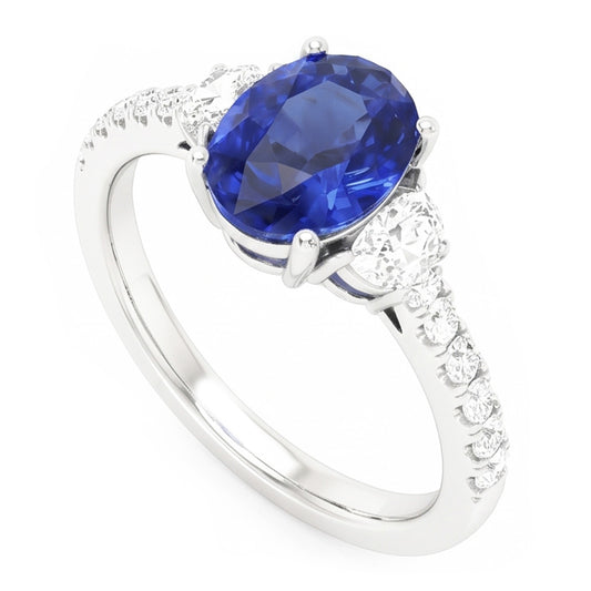 Natural Sapphire Ring 6.75ct - White Gold 14K