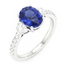 Natural Sapphire Ring 6.75ct - White Gold 14K