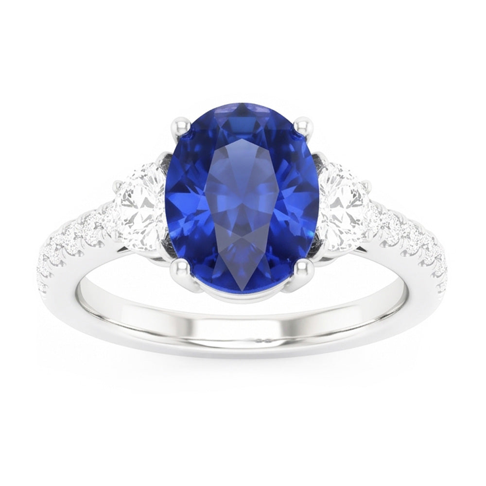 Natural Sapphire Ring 6.75ct - White Gold 14K