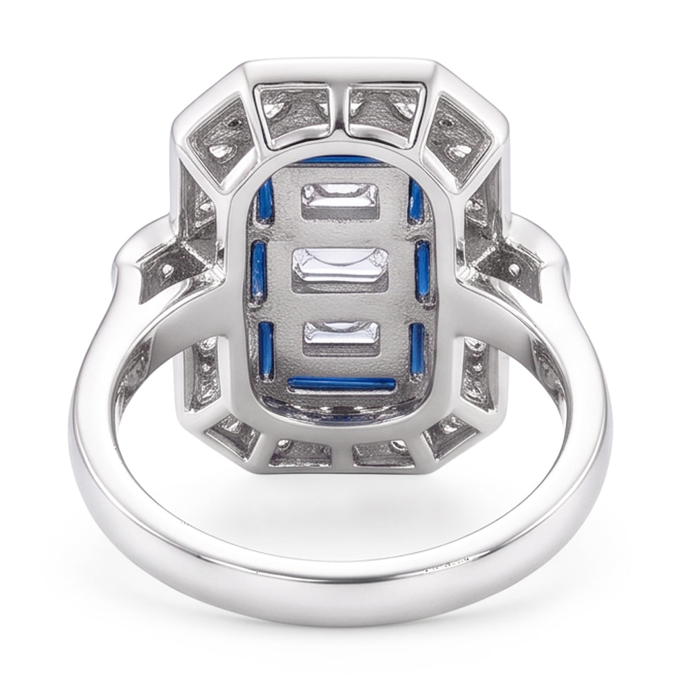 Natural Sapphire Ring 6.75ct - White Gold 14K