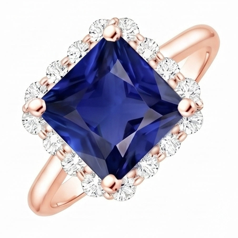 Natural Sapphire Ring 6ct - Rose Gold 14K