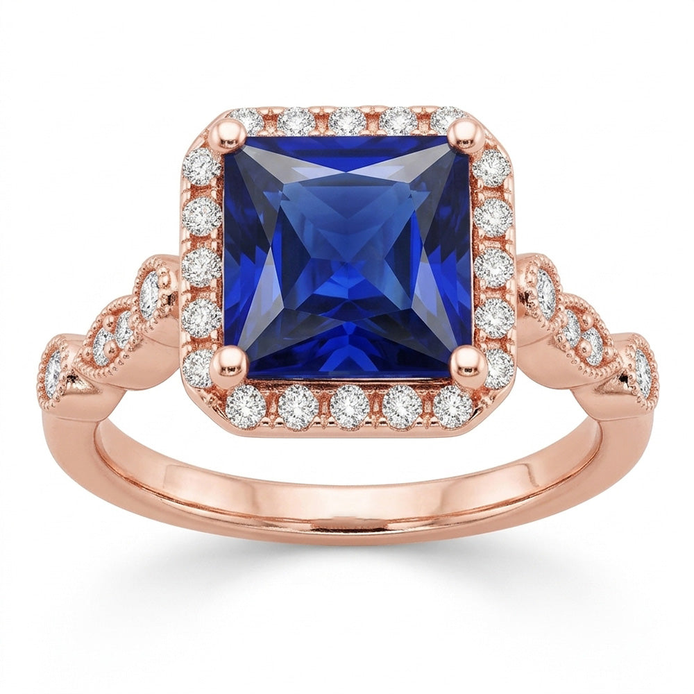 Natural Sapphire Ring 6ct - Rose Gold 14K