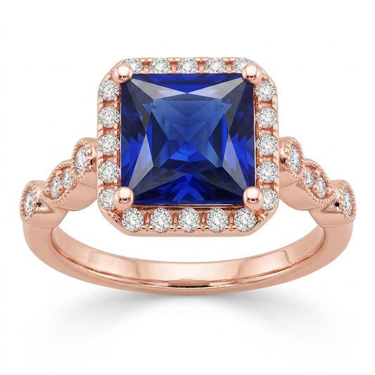 Natural Sapphire Ring 6ct - Rose Gold 14K
