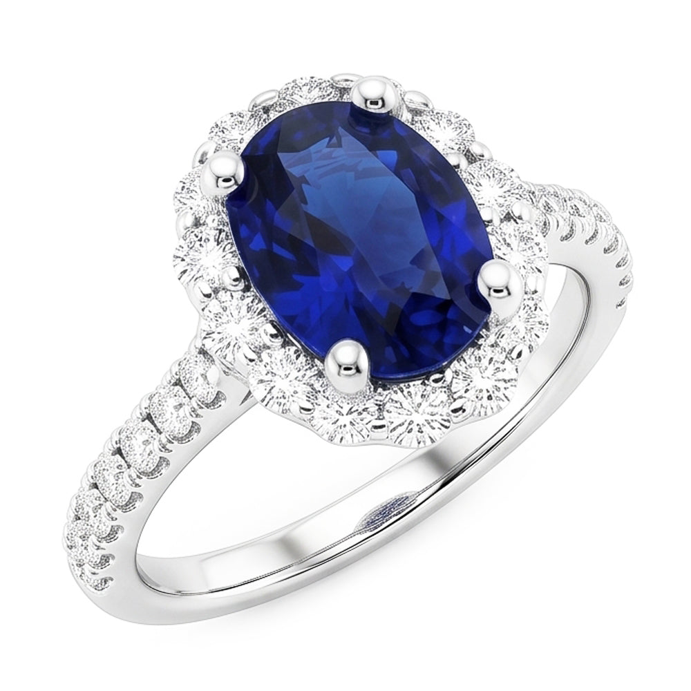 Natural Sapphire Ring 6ct - White Gold 14K