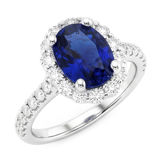 Natural Sapphire Ring 6ct - White Gold 14K