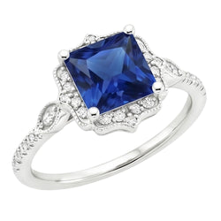 Natural Sapphire Ring 6ct - White Gold 14K