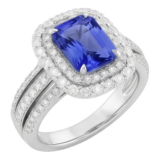 Natural Sapphire Ring 6ct - White Gold 14K
