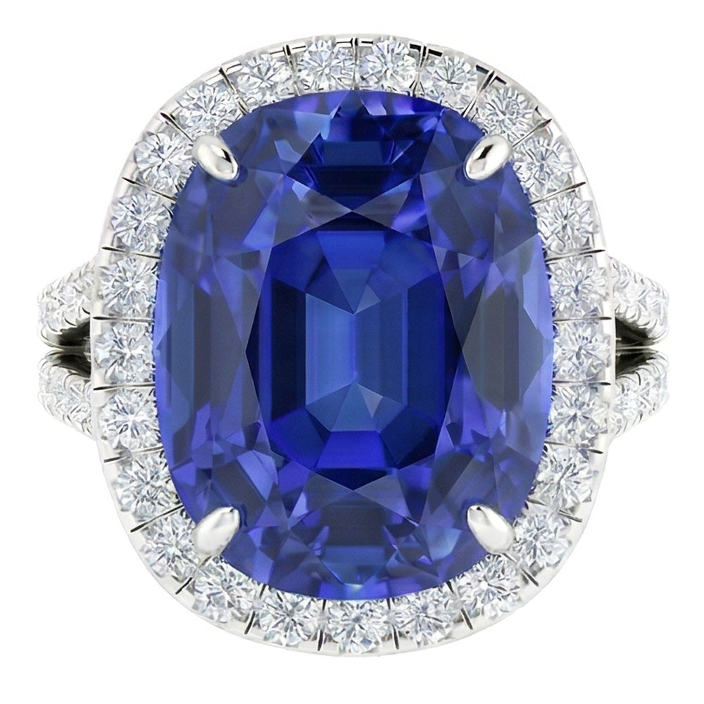 Natural Sapphire Ring 6ct - White Gold 14K