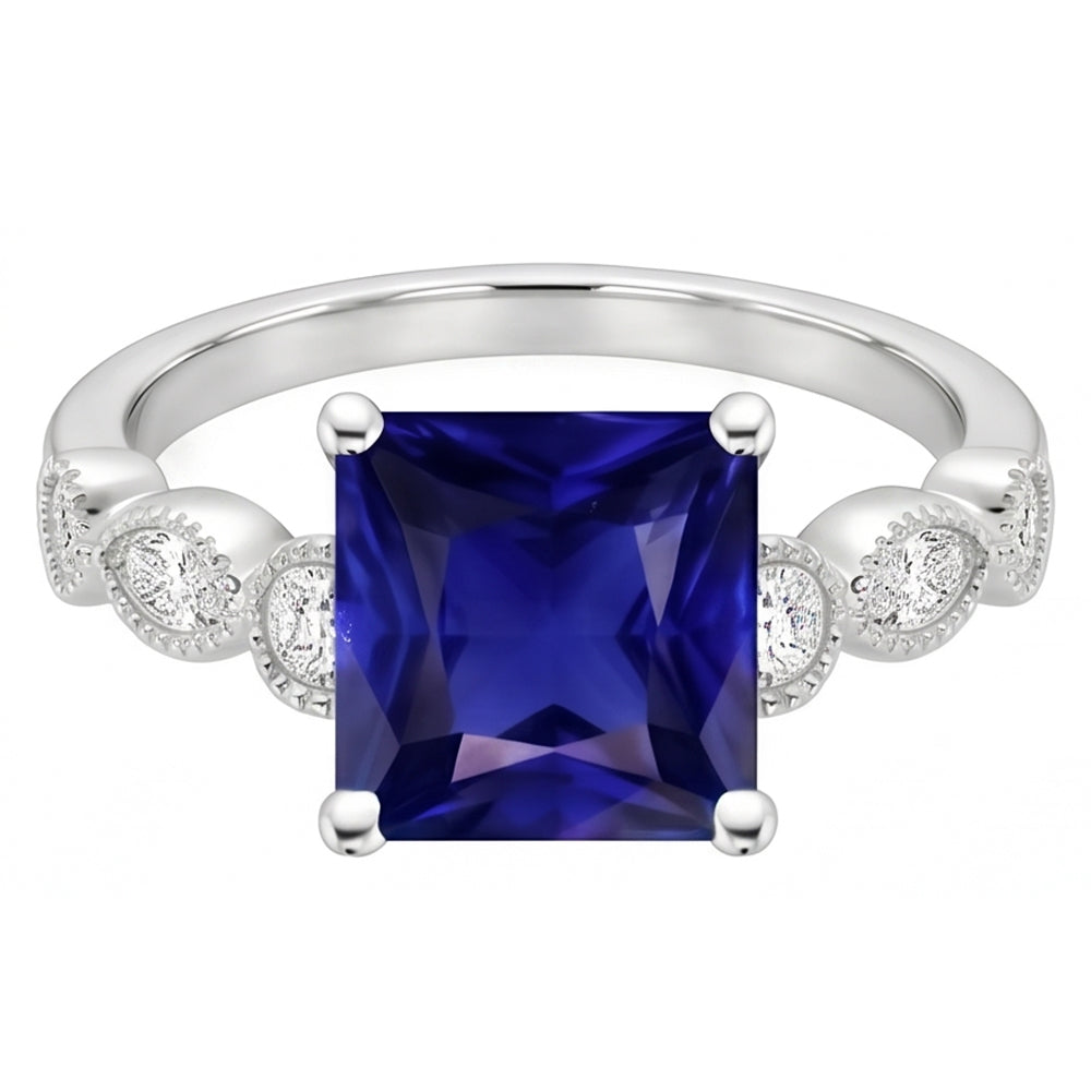 Natural Sapphire Ring 6ct - White Gold 14K
