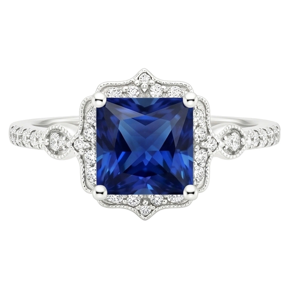 Natural Sapphire Ring 6ct - White Gold 14K