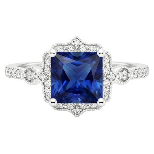 Natural Sapphire Ring 6ct - White Gold 14K