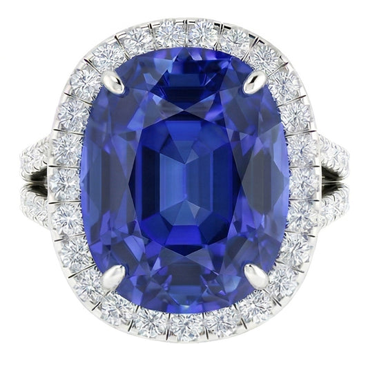 Natural Sapphire Ring 6ct - White Gold 14K
