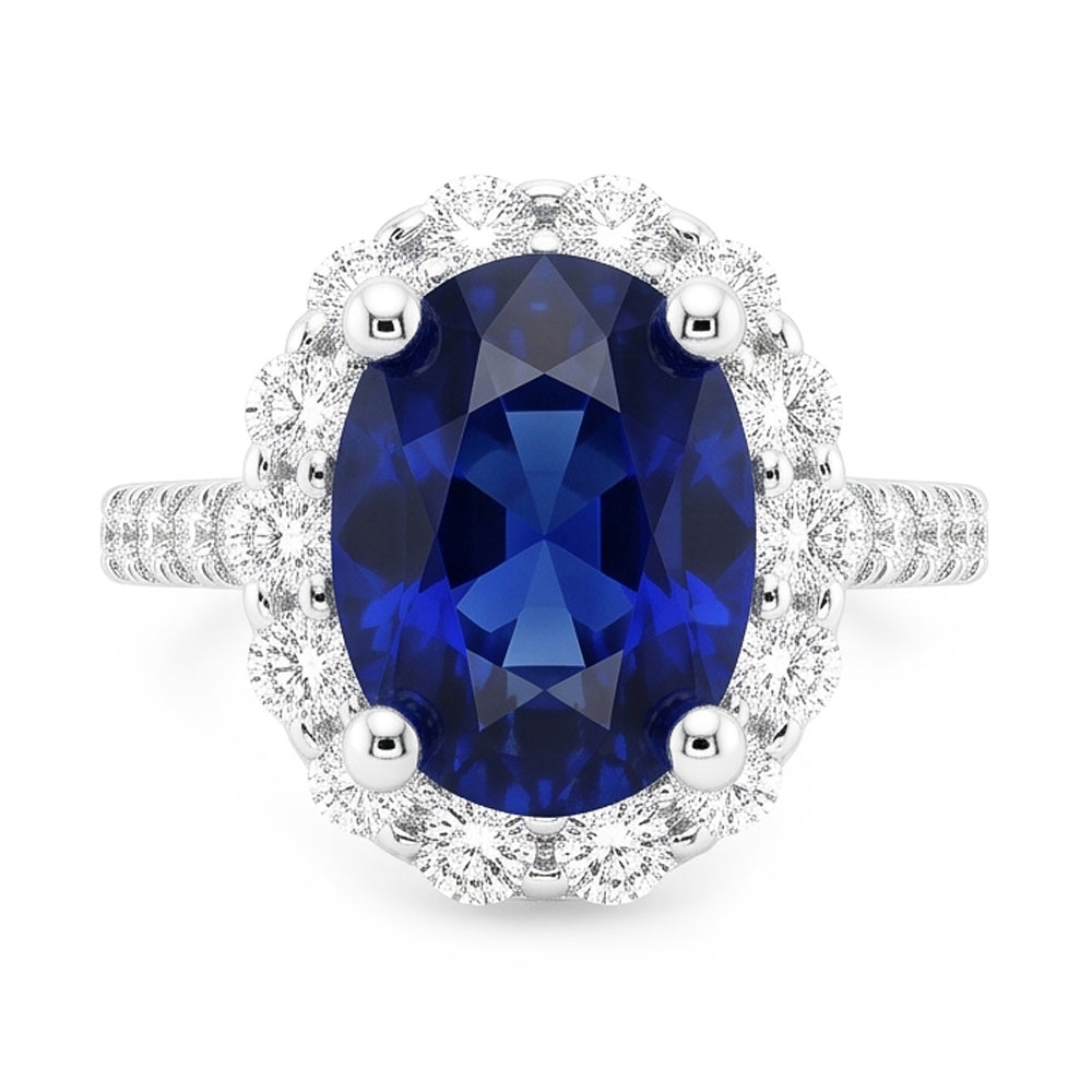 Natural Sapphire Ring 6ct - White Gold 14K
