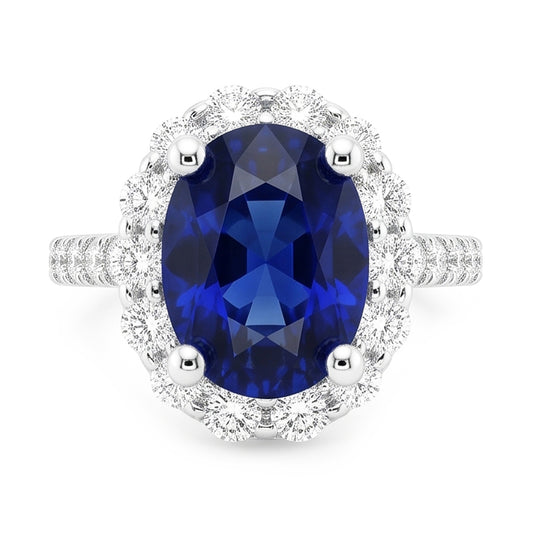 Natural Sapphire Ring 6ct - White Gold 14K