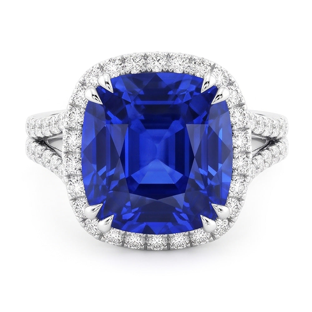 Natural Sapphire Ring 6ct - White Gold 14K