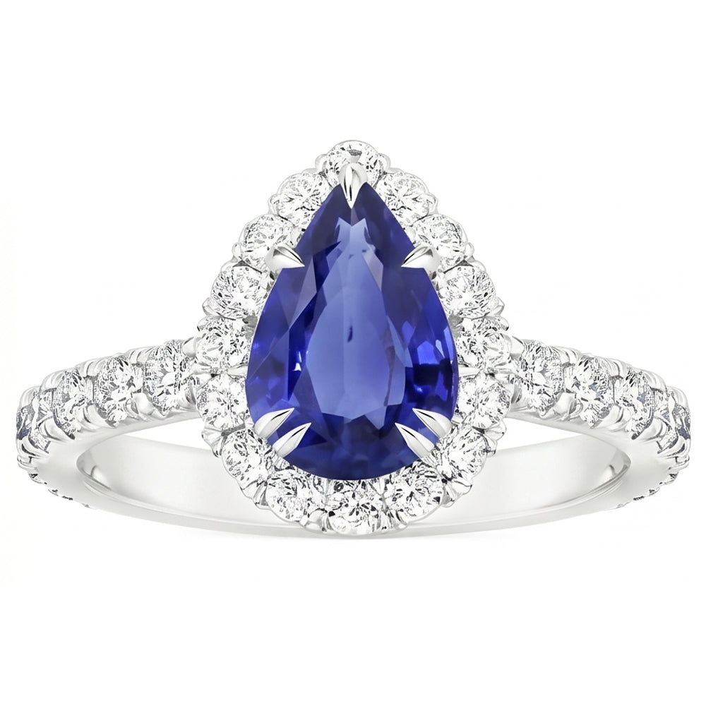 Natural Sapphire Ring 6ct - White Gold 14K