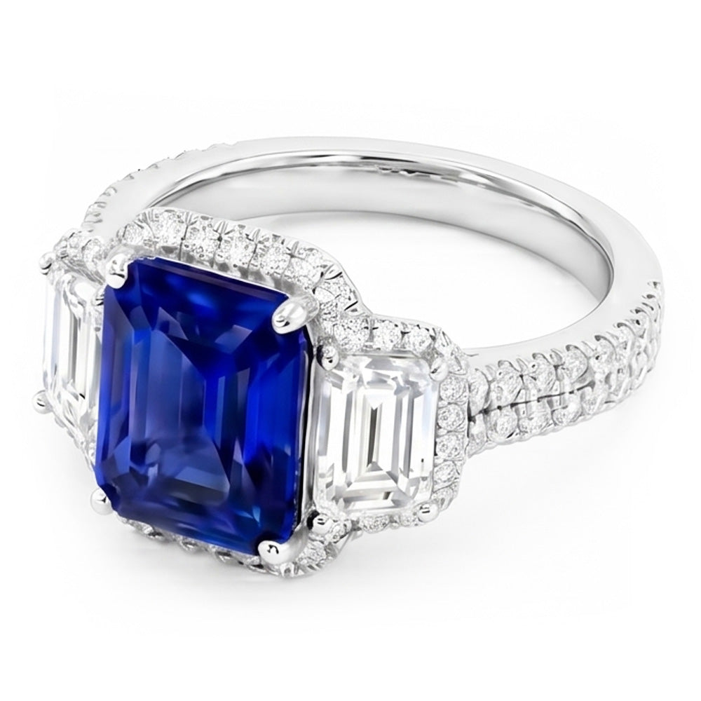 Natural Sapphire Ring 6ct - White Gold 14K
