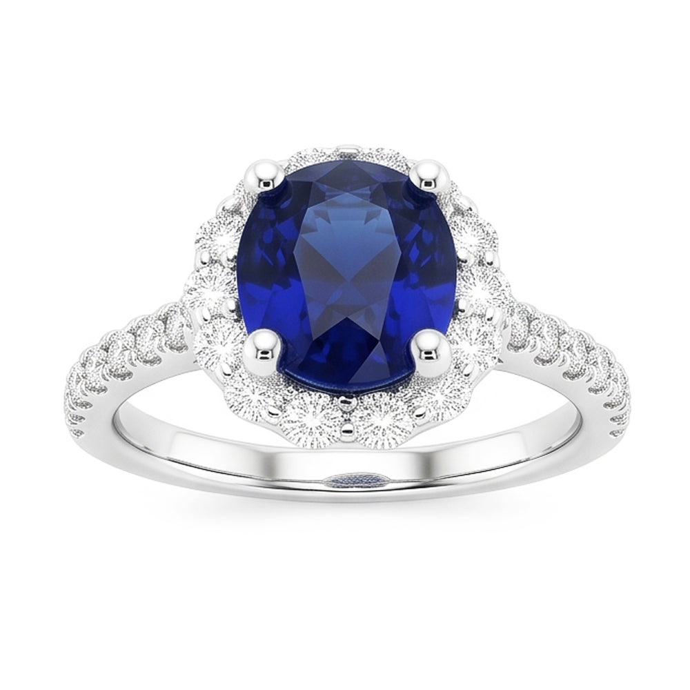 Natural Sapphire Ring 6ct - White Gold 14K
