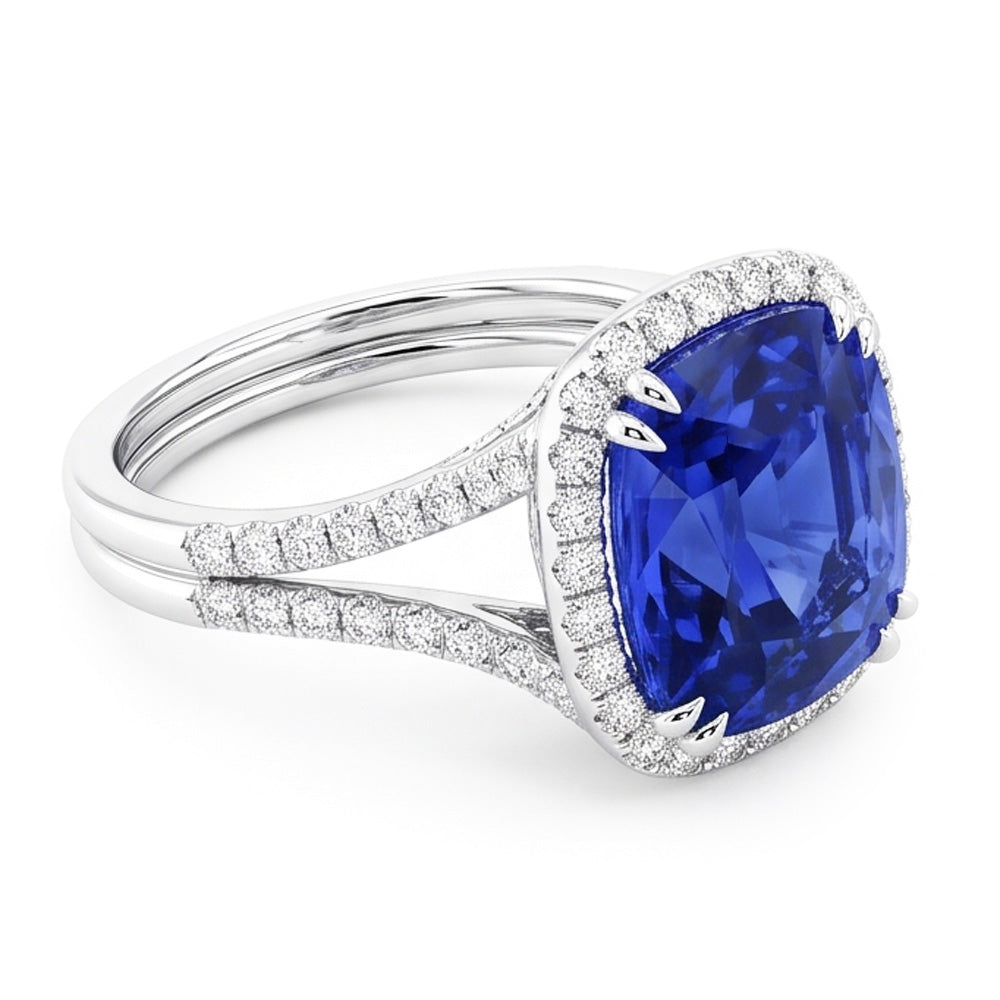 Natural Sapphire Ring 6ct - White Gold 14K