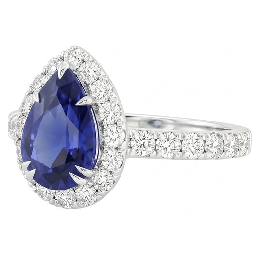 Natural Sapphire Ring 6ct - White Gold 14K