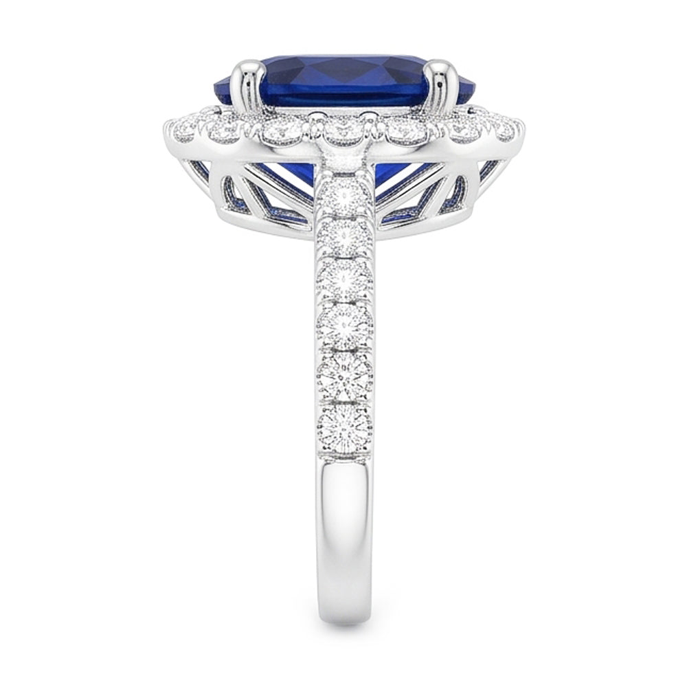 Natural Sapphire Ring 6ct - White Gold 14K