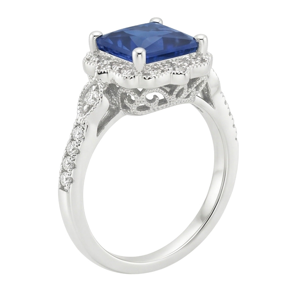 Natural Sapphire Ring 6ct - White Gold 14K