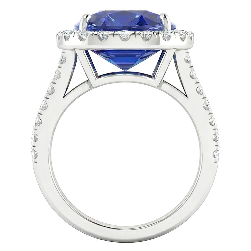 Natural Sapphire Ring 6ct - White Gold 14K
