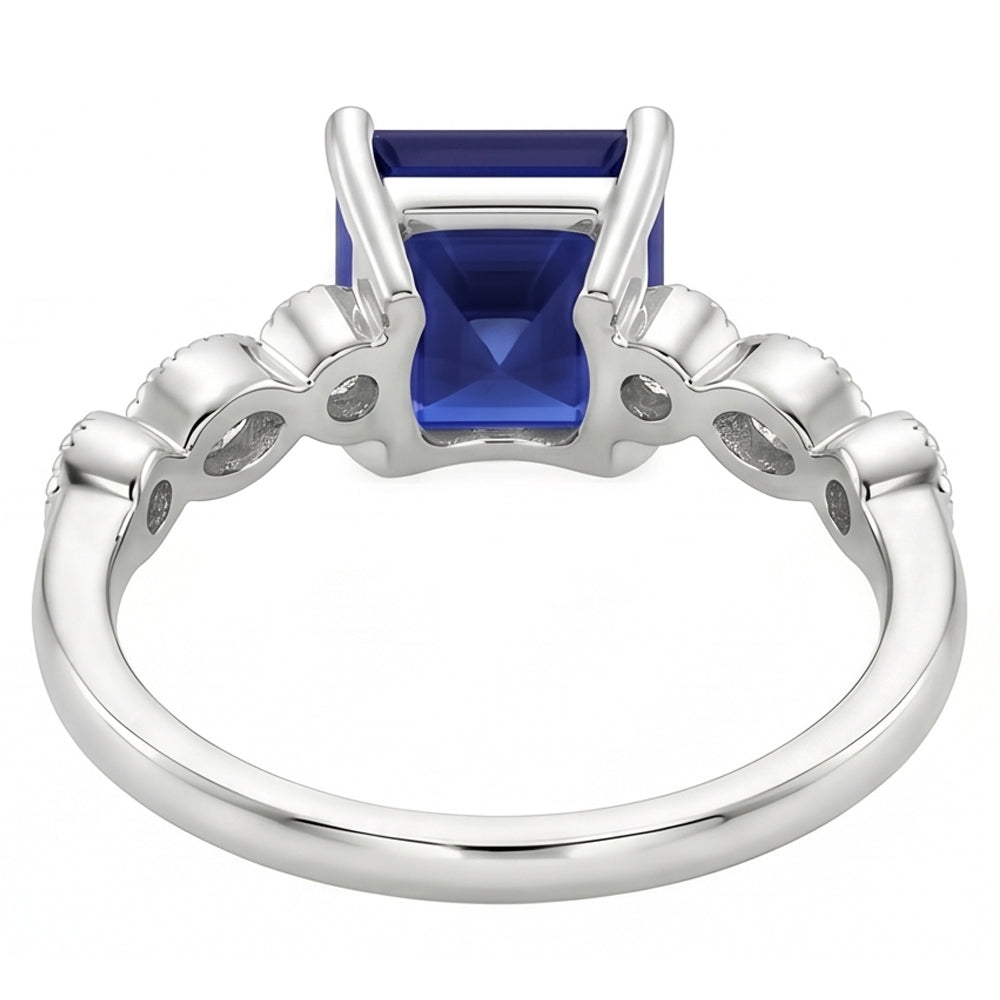 Natural Sapphire Ring 6ct - White Gold 14K