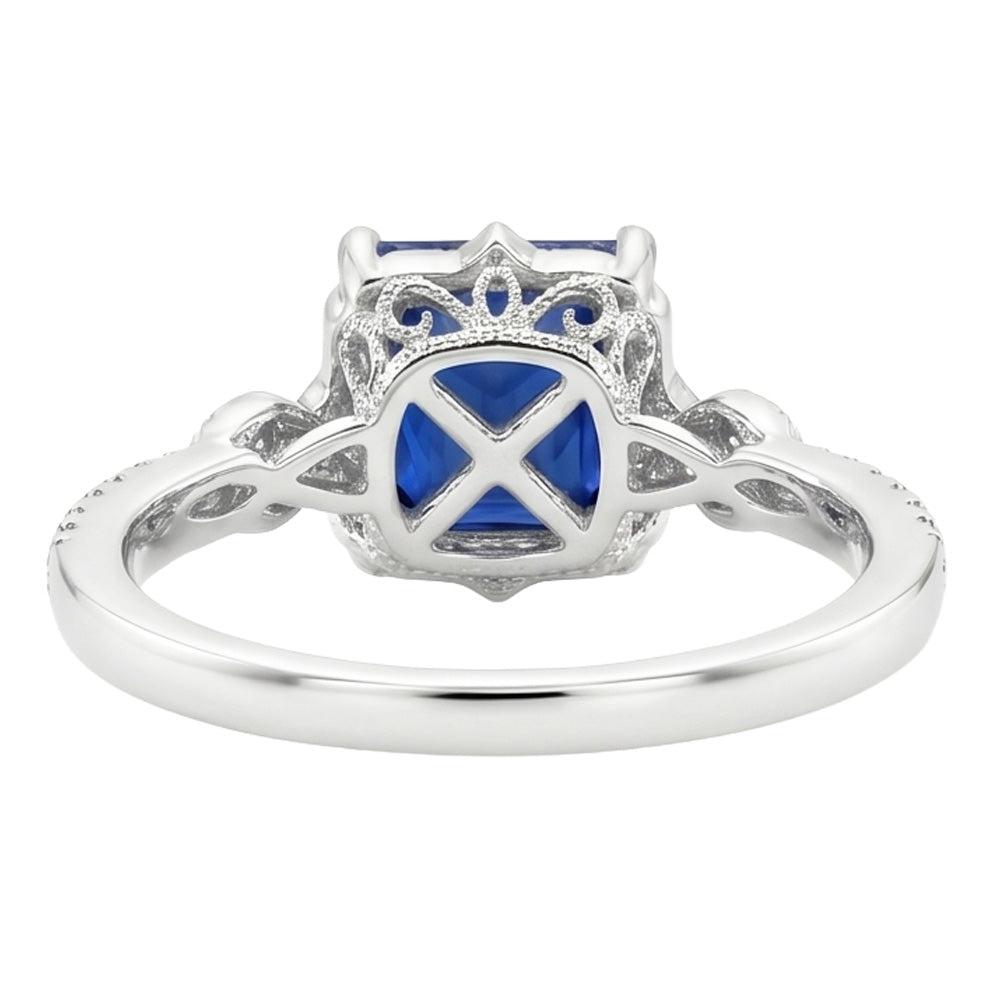 Natural Sapphire Ring 6ct - White Gold 14K