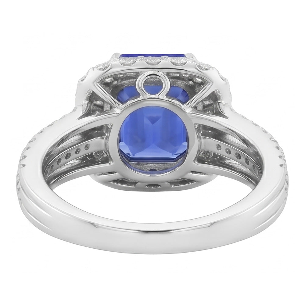 Natural Sapphire Ring 6ct - White Gold 14K