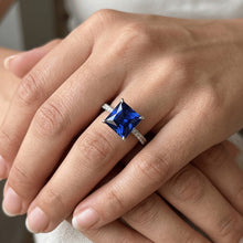 Natural Sapphire Ring 6ct - White Gold 14K