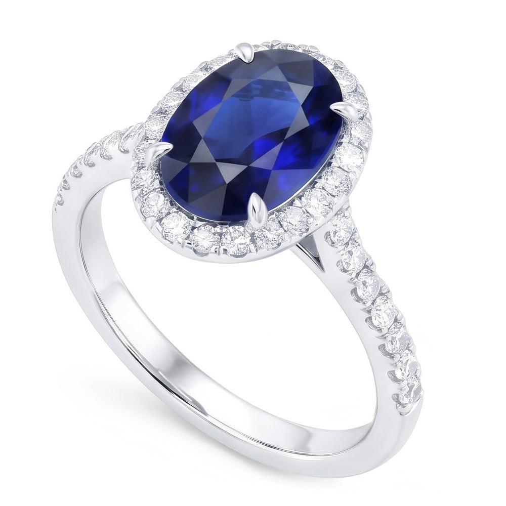 Natural Sapphire Ring 7.50ct - White Gold 14K