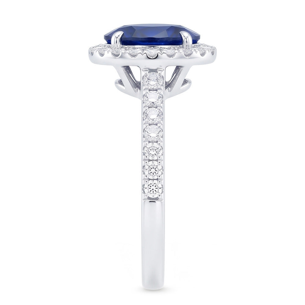 Natural Sapphire Ring 7.50ct - White Gold 14K