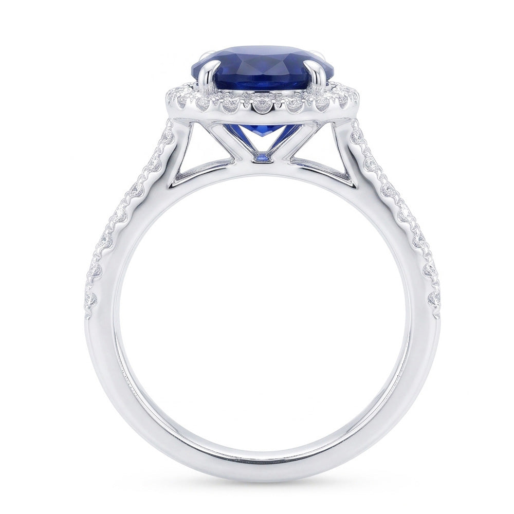 Natural Sapphire Ring 7.50ct - White Gold 14K