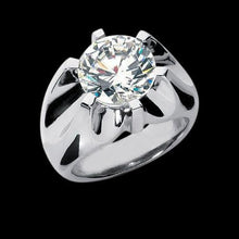 Natural Solitaire Diamond Men Ring Big 3.01 Carat White Gold