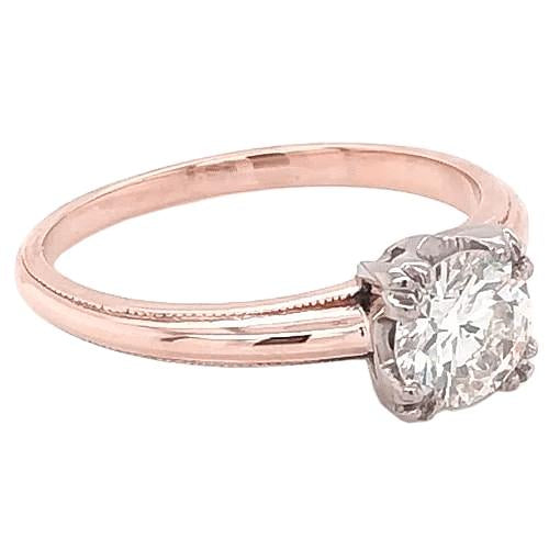 Natural Solitaire Engagement Ring 1 Carat Claw Prong Milgrain Rose Gold 14K2