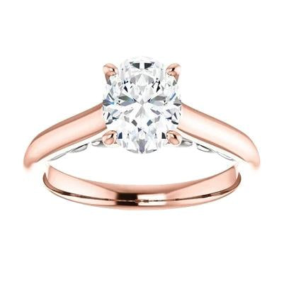 Natural Solitaire Engagement Ring 3.50 Carats Rose Gold Jewelry New3