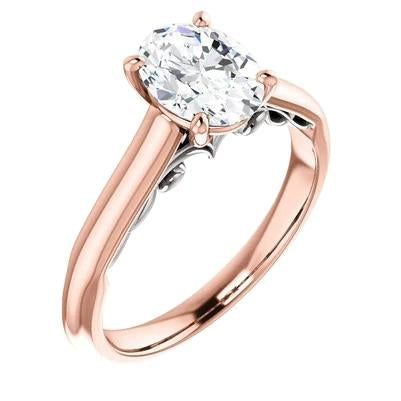 Natural Solitaire Engagement Ring 3.50 Carats Rose Gold Jewelry New