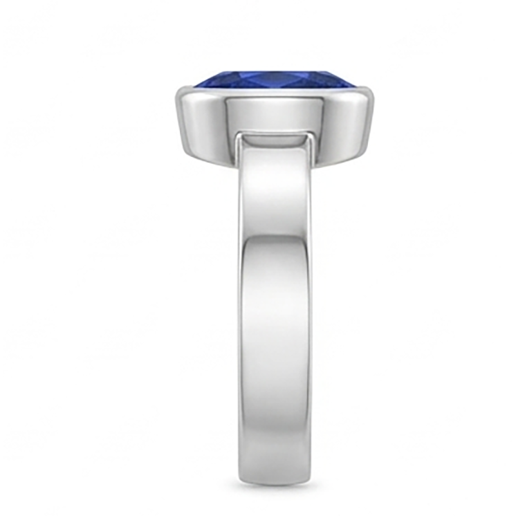 Natural Solitaire Gemstone Ring Ceylon Sapphire Bezel Set 2.50 Carats