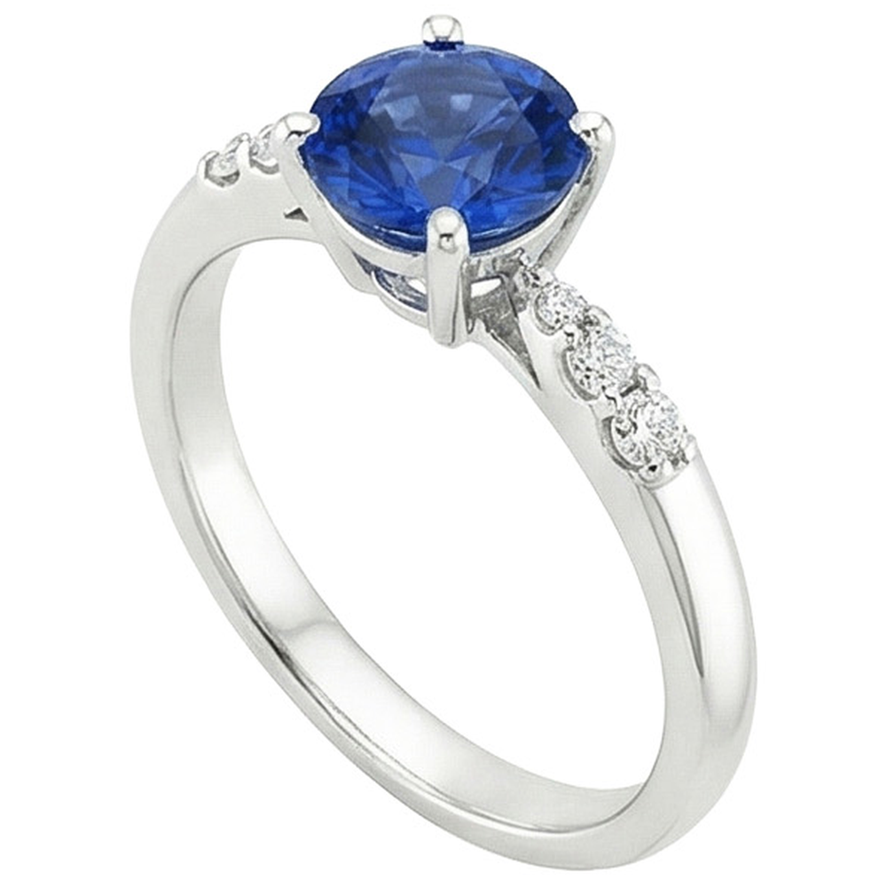 Natural Solitaire Round Blue Sapphire With Accents Jewellery 2.50 Carats