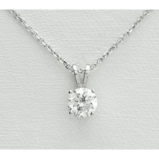 Natural Solitaire Round Diamond Necklace Pendant 0.95 Ct White Gold Jewelry