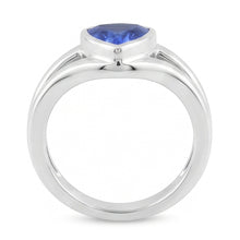 Natural Solitaire Wedding Ring Set Trillion Sapphire 1.50 Carats Bezel Set