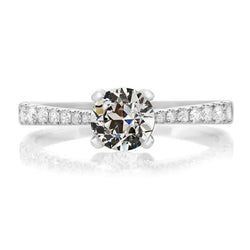 Natural Solitaire Wedding Ring With Accents Round Old Cut Diamond 3.50 Carats
