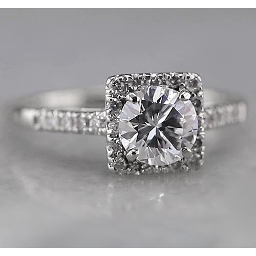 Natural Square Halo Diamond Accented Ring 1.50 Carats White Gold