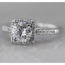 Natural Square Halo Diamond Accented Ring 1.50 Carats White Gold