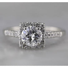 Natural Square Halo Diamond Accented Ring 1.50 Carats White Gold