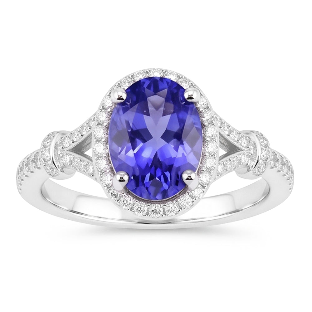 Natural Tanzanite Ring 3.60ct - White Gold 14K