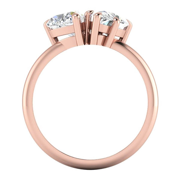 Natural Toi Et Moi Diamond Ring 2 Ct Rose Gold Heart & Pear Cut