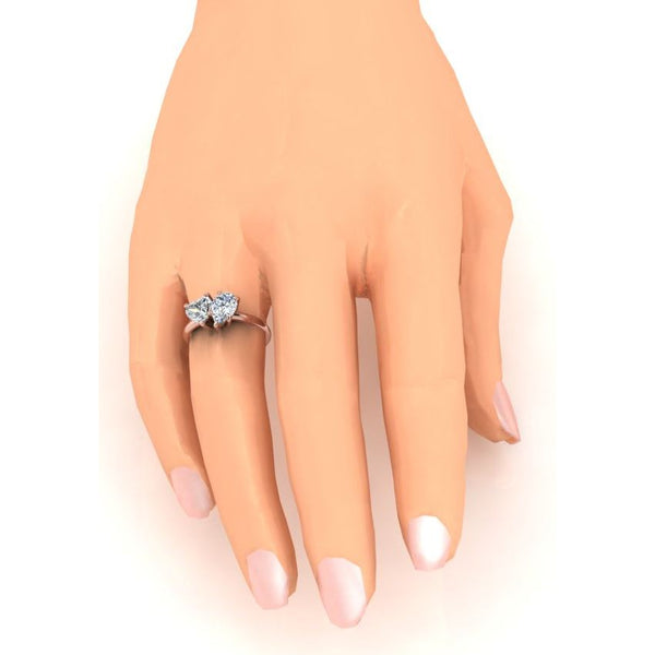 Natural Toi Et Moi Diamond Ring 2 Ct Rose Gold Heart & Pear Cut